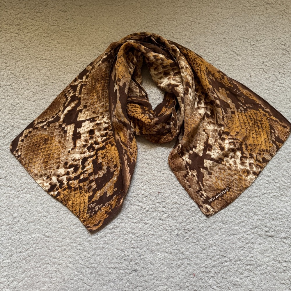 Jones New York Scarf Snakeskin Design Style Women Brown Designer Fashion Neck